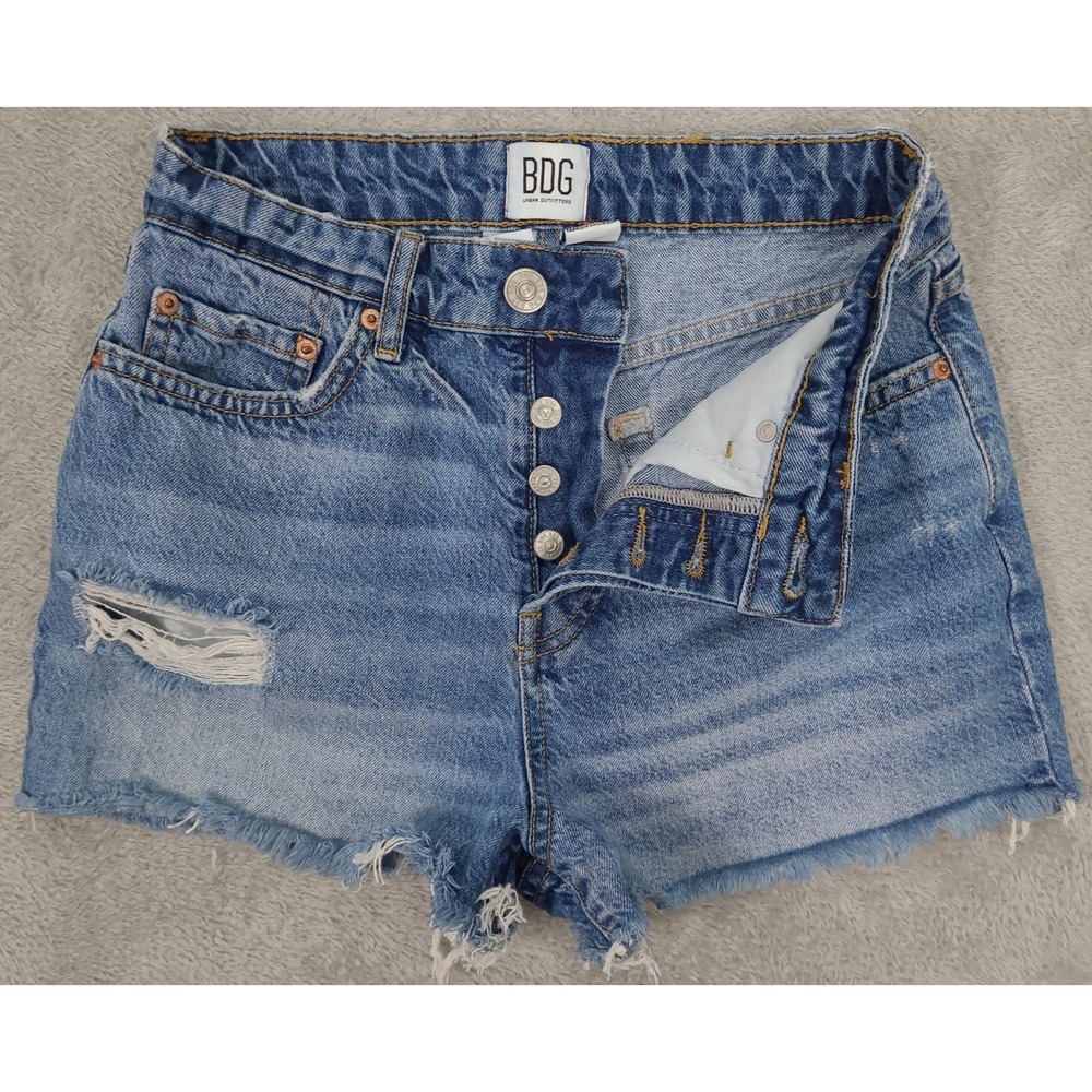 BDG Urban Outfitters Womens Summer Cutoff Denim Jean Shorts Sz 26 Button Fly